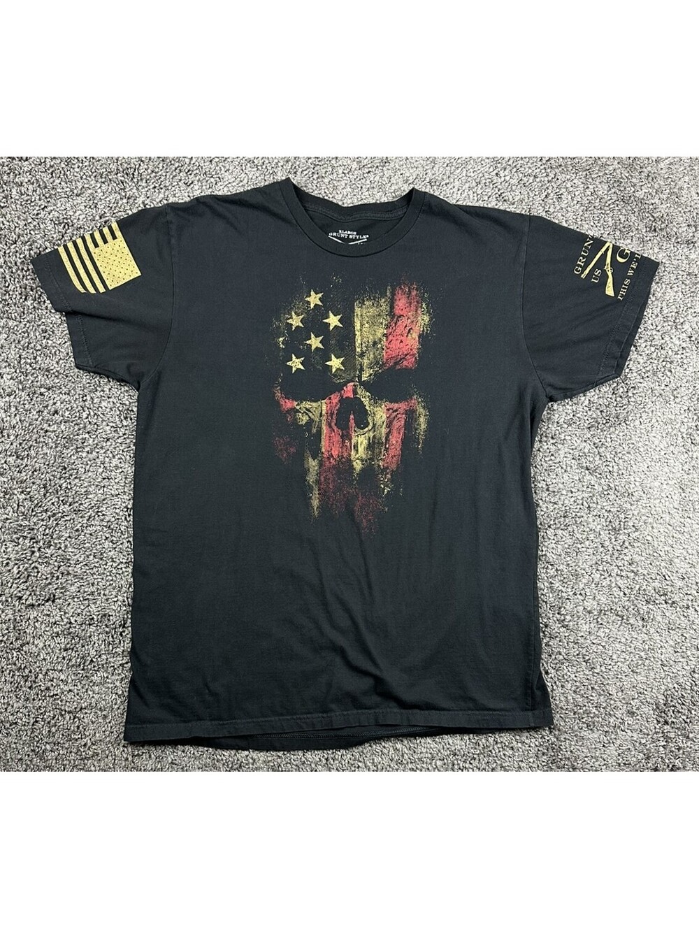 Grunt Style Mens XL T Shirt Black US 1776 Flag Skull Graphic Patriotic Tee